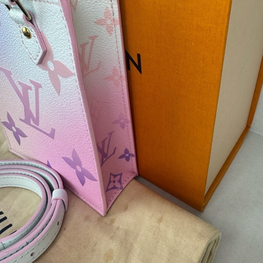 Louis Vuitton Petit Sac Plat Satchel Top Handle Bag Pastel Pink Canvas. - Picture 6 of 16